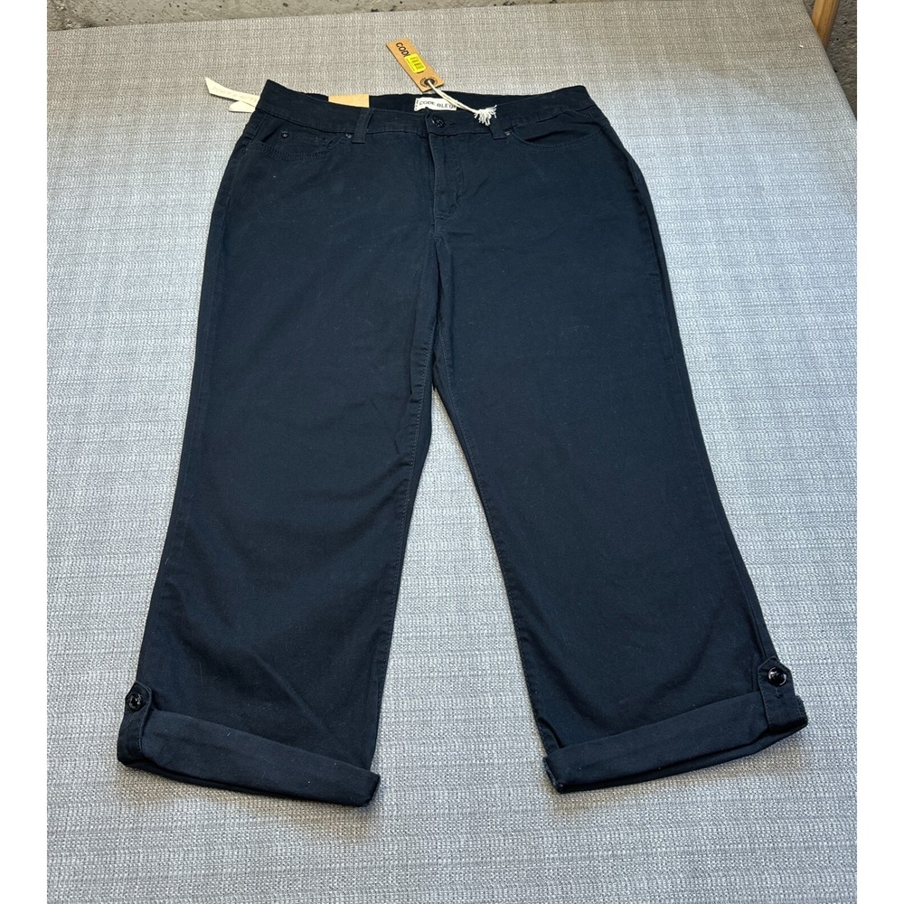 Code Bleu Soleil Black Wide Leg Cropped Pants 12 NWT Stretch‎ Casual Travel